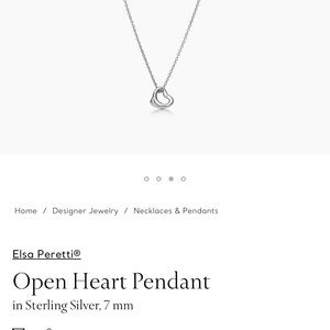 Tiffany & Co - Elsa Peretti Open Heart Pendant - Sterling Silver 7 mm
